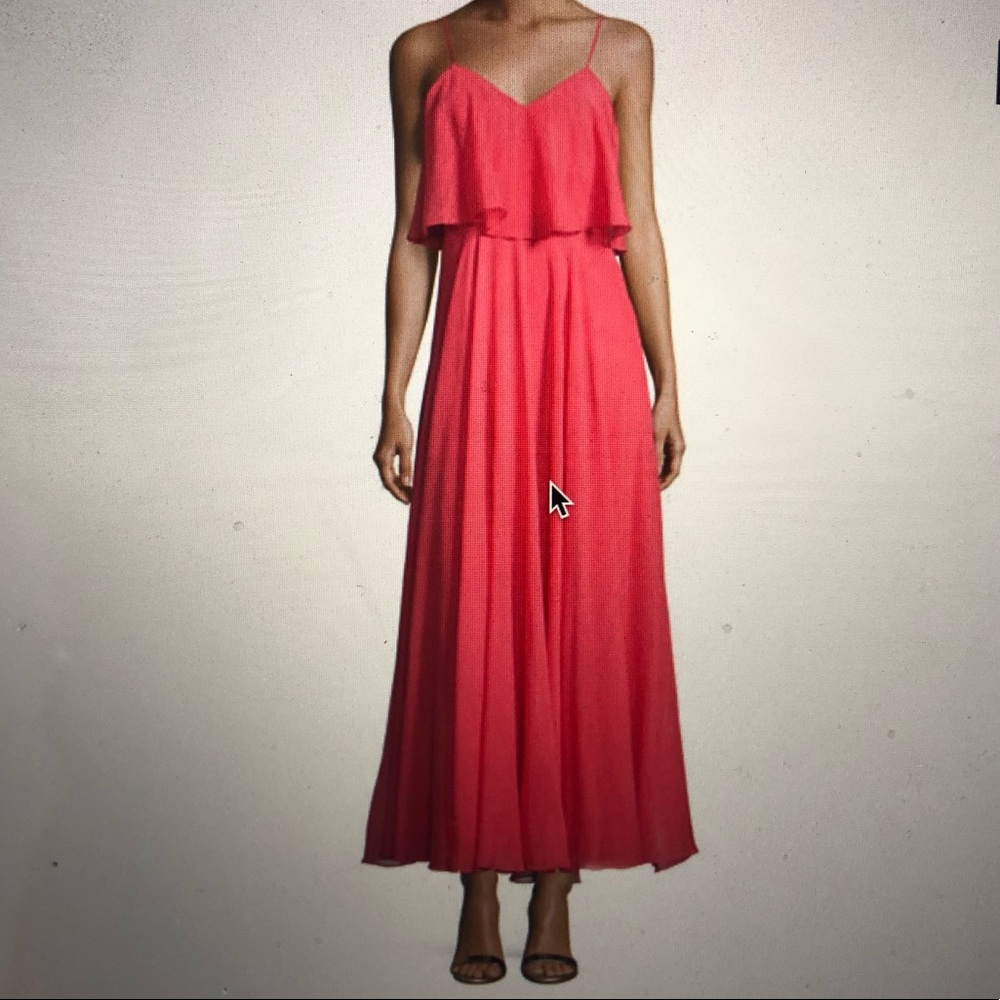 Halston Heritage Textured Georgette Flounce Gown